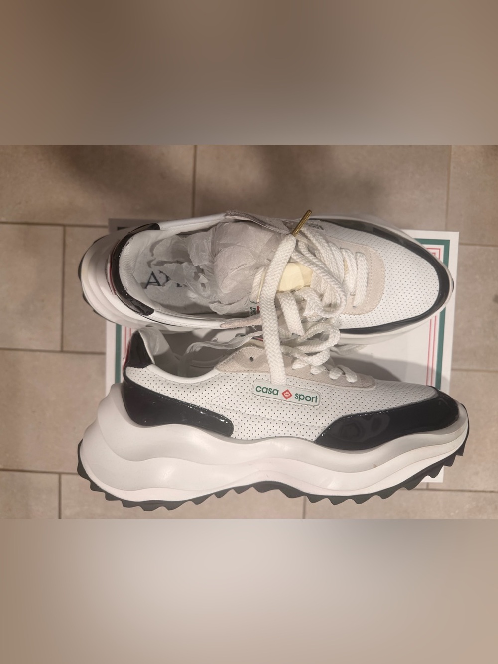 Casa Sport Men's White and Black Chunky Sneaker